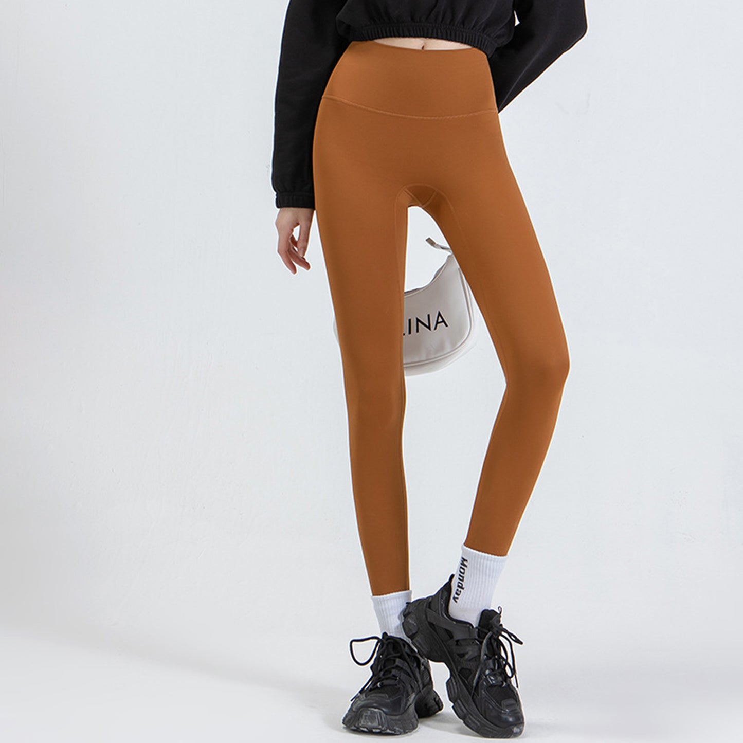 Brown Series High Rise Compression Yoga Sport Legging Pant - Quaworth
