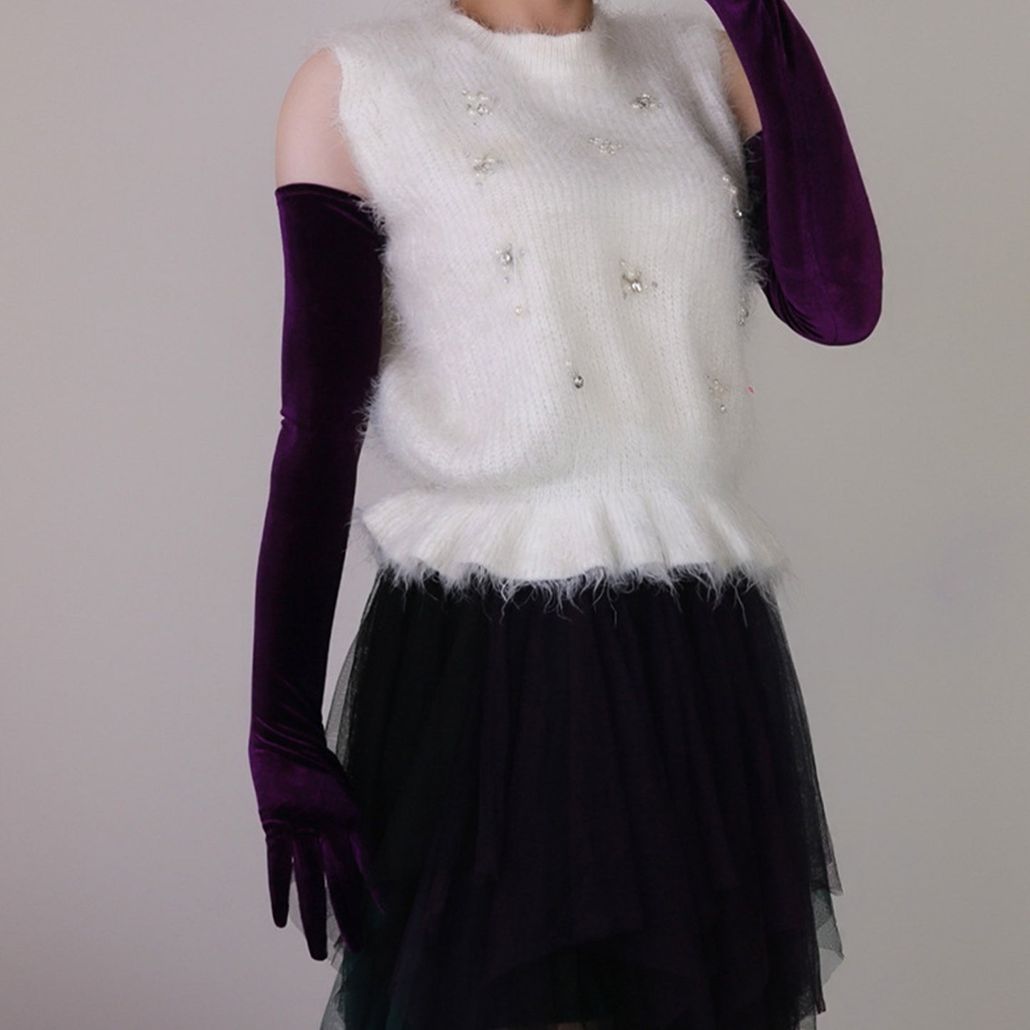 Dark Purple Velvet Gloves - Quaworth