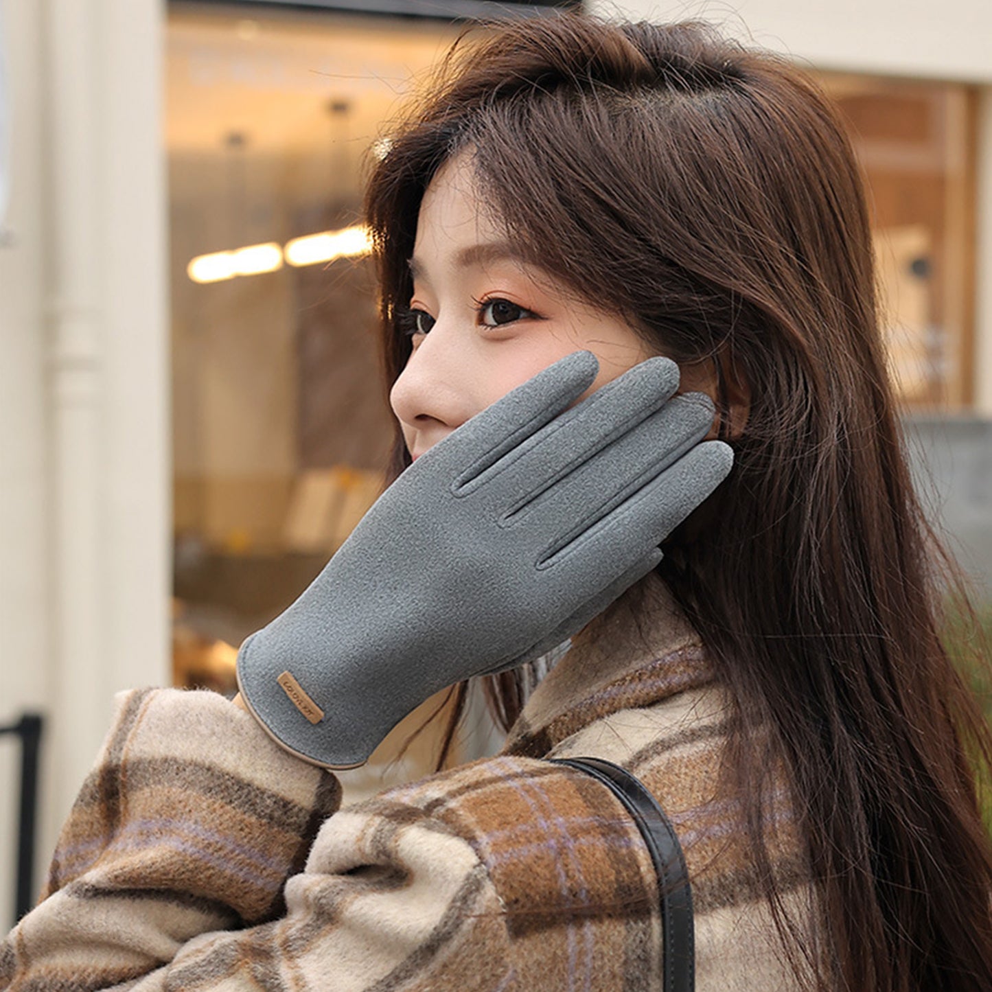 Winter Thermal Dralon Velvet Fleece Lining Flip Finger Wrist Gloves - Quaworth