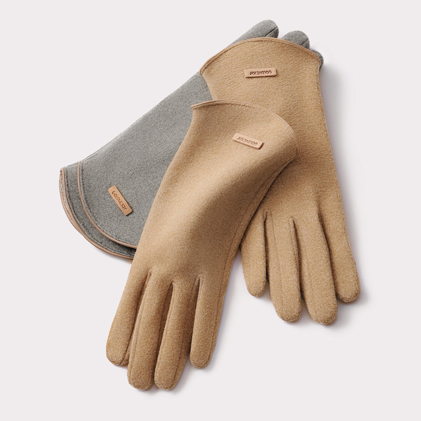 Winter Thermal Dralon Velvet Fleece Lining Flip Finger Wrist Gloves - Quaworth
