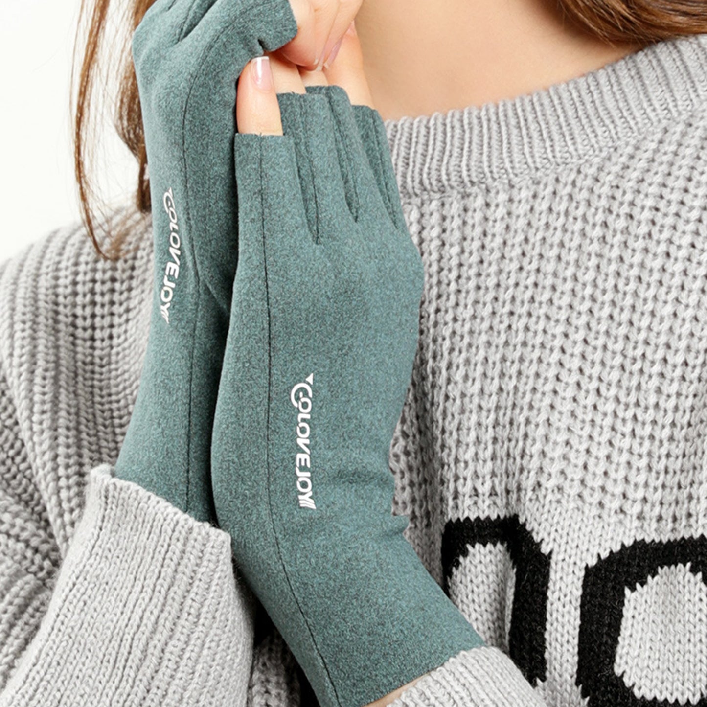 Thermal Dralon Velvet Fleece Lining Fingerless Wrist Gloves - Quaworth