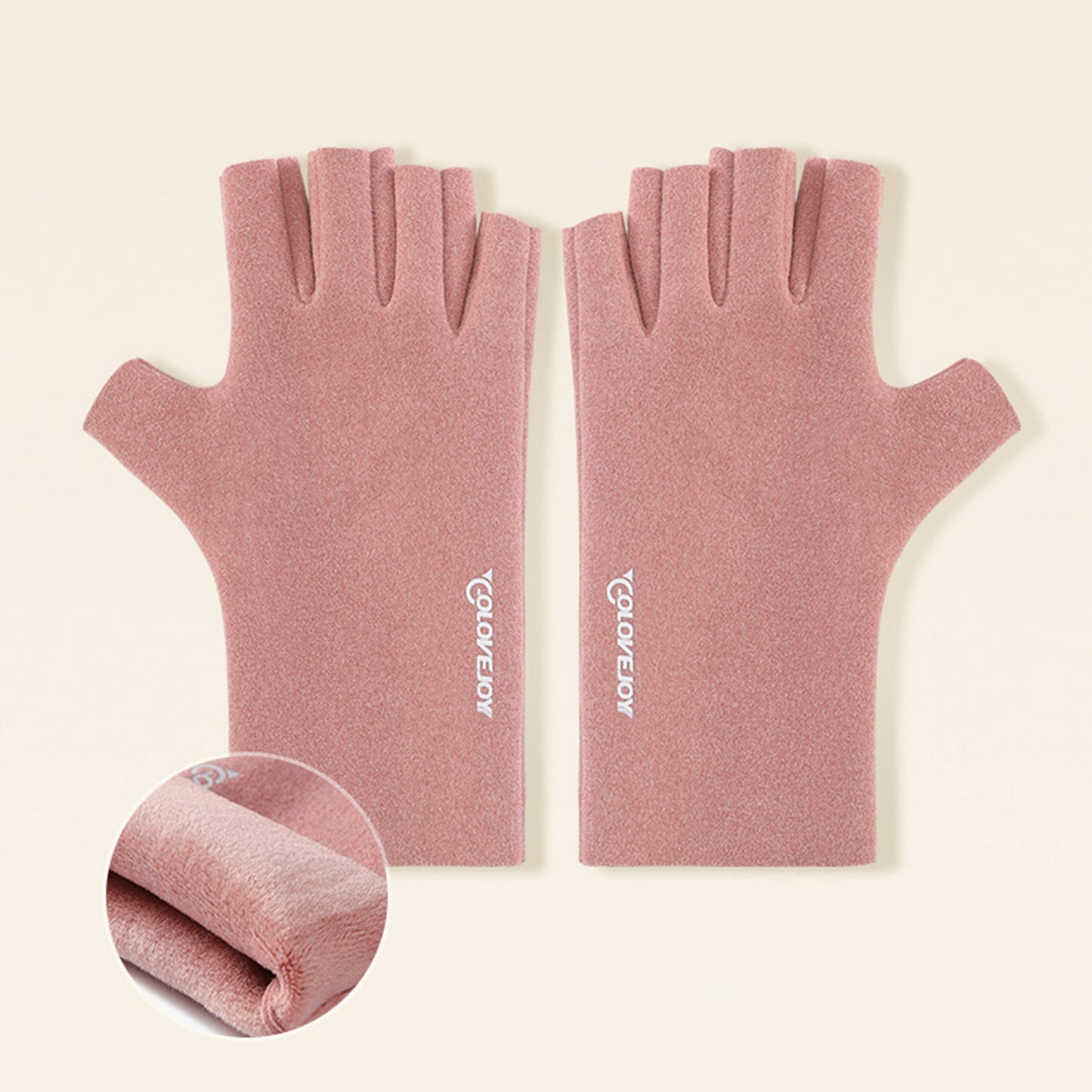 Thermal Dralon Velvet Fleece Lining Fingerless Wrist Gloves - Quaworth