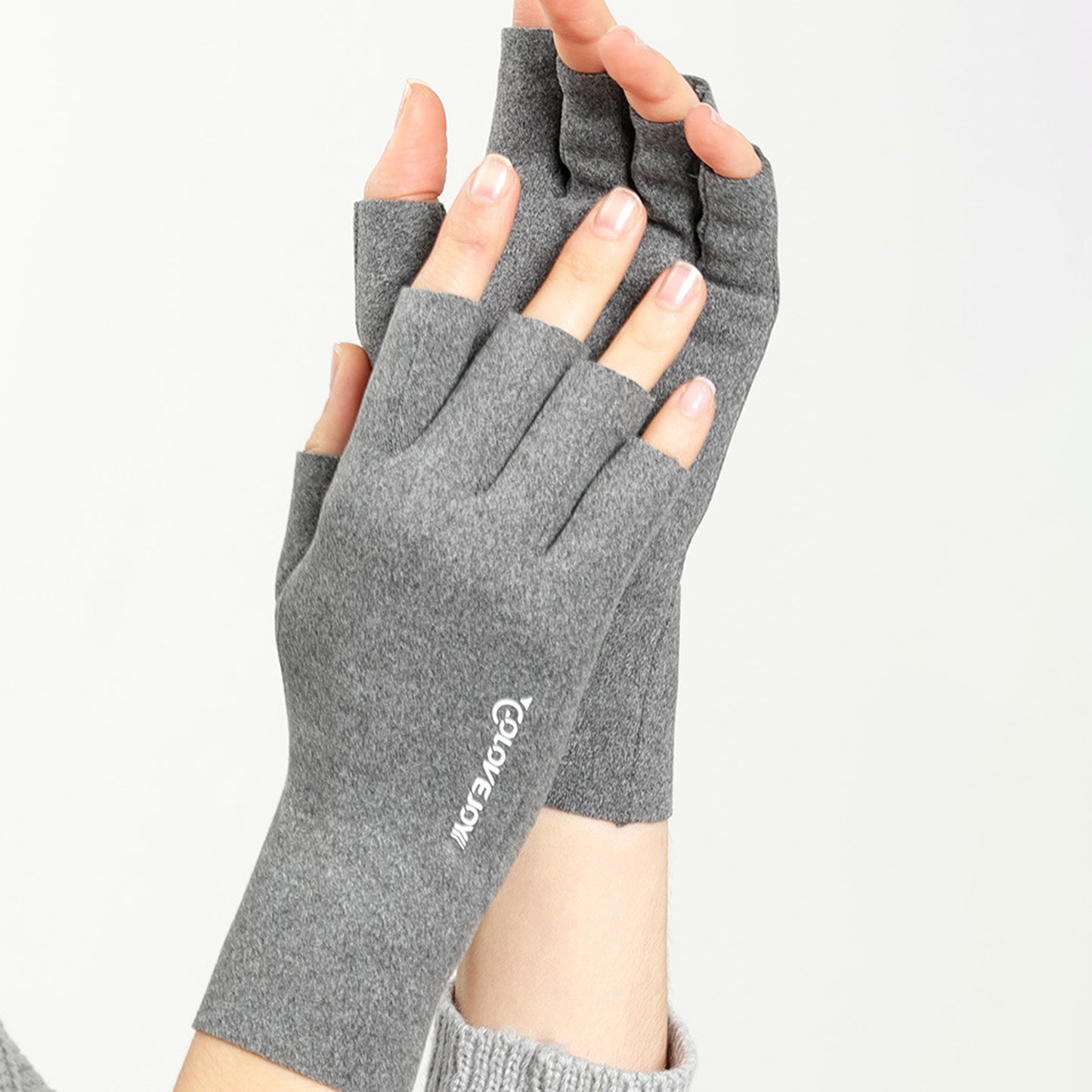 Thermal Dralon Velvet Fleece Lining Fingerless Wrist Gloves - Quaworth