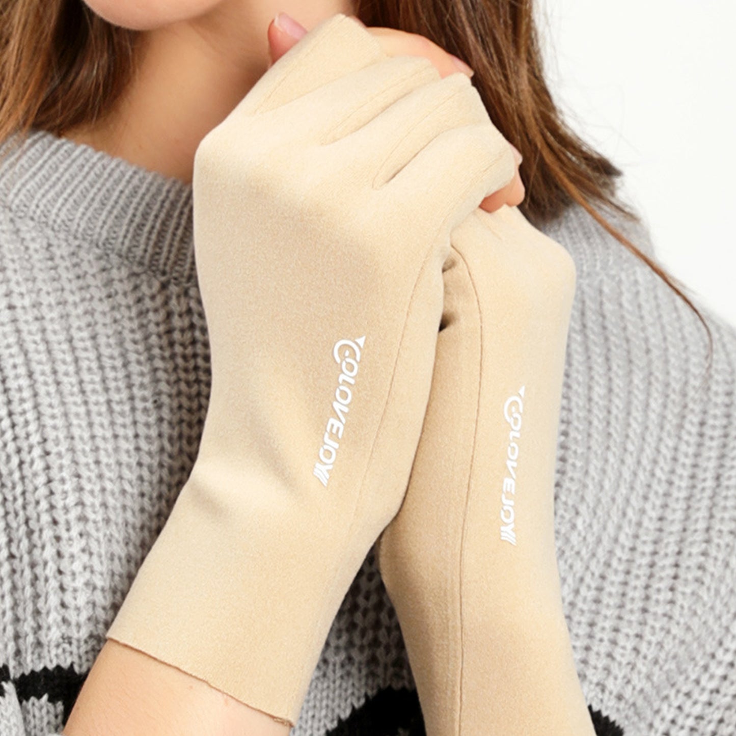 Thermal Dralon Velvet Fleece Lining Fingerless Wrist Gloves - Quaworth