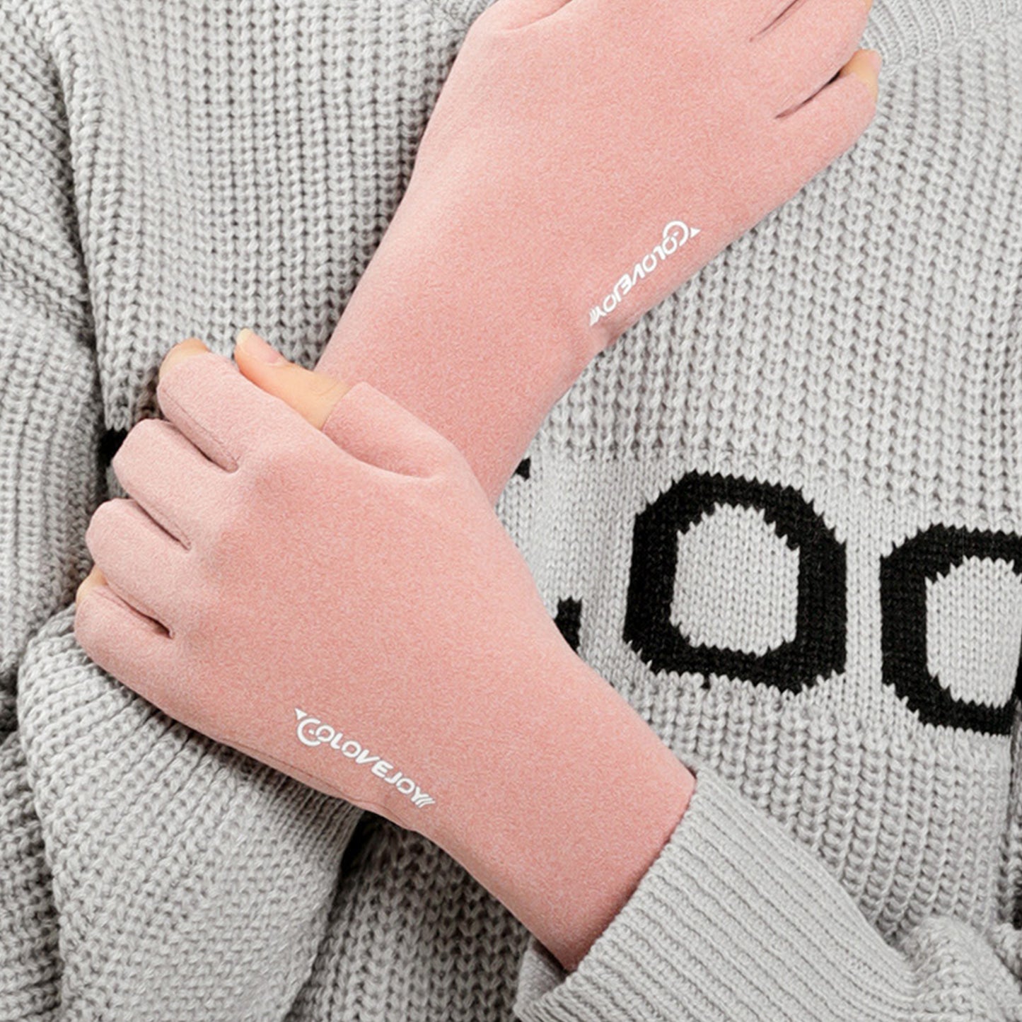 Thermal Dralon Velvet Fleece Lining Fingerless Wrist Gloves - Quaworth