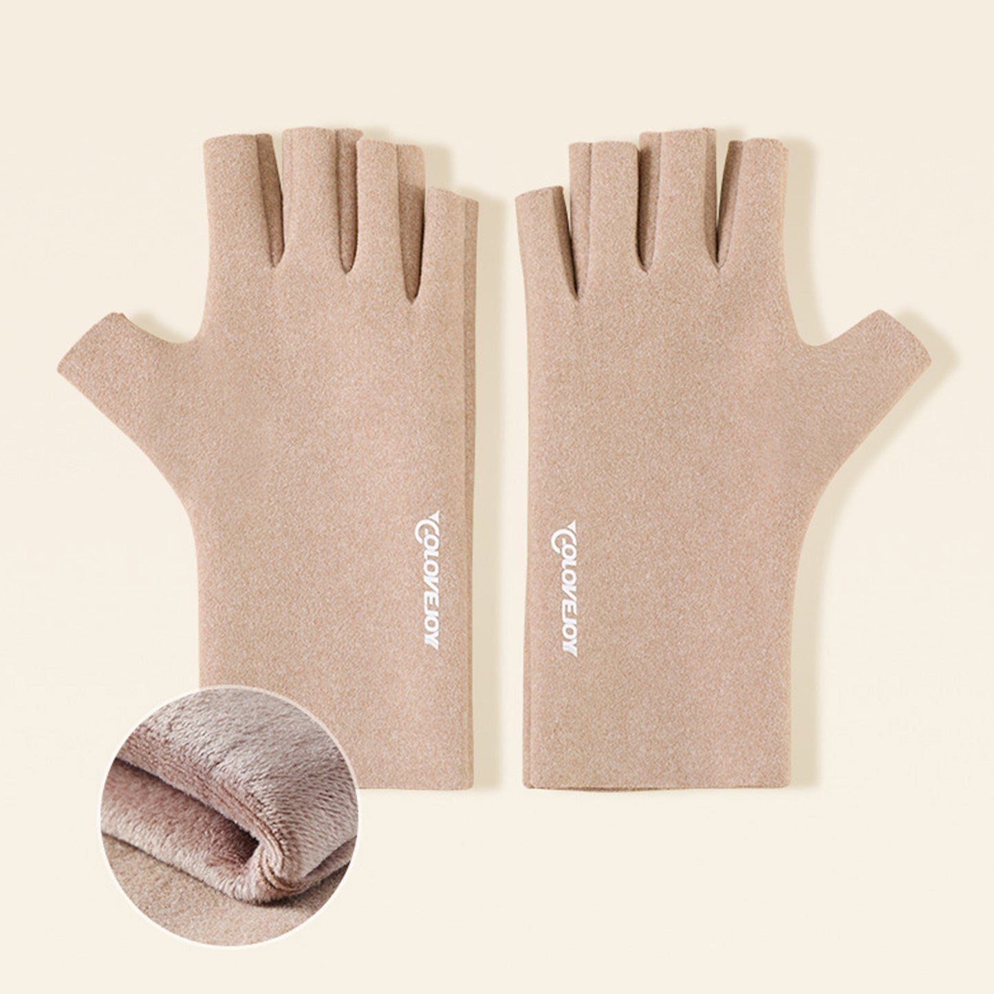Thermal Dralon Velvet Fleece Lining Fingerless Wrist Gloves - Quaworth