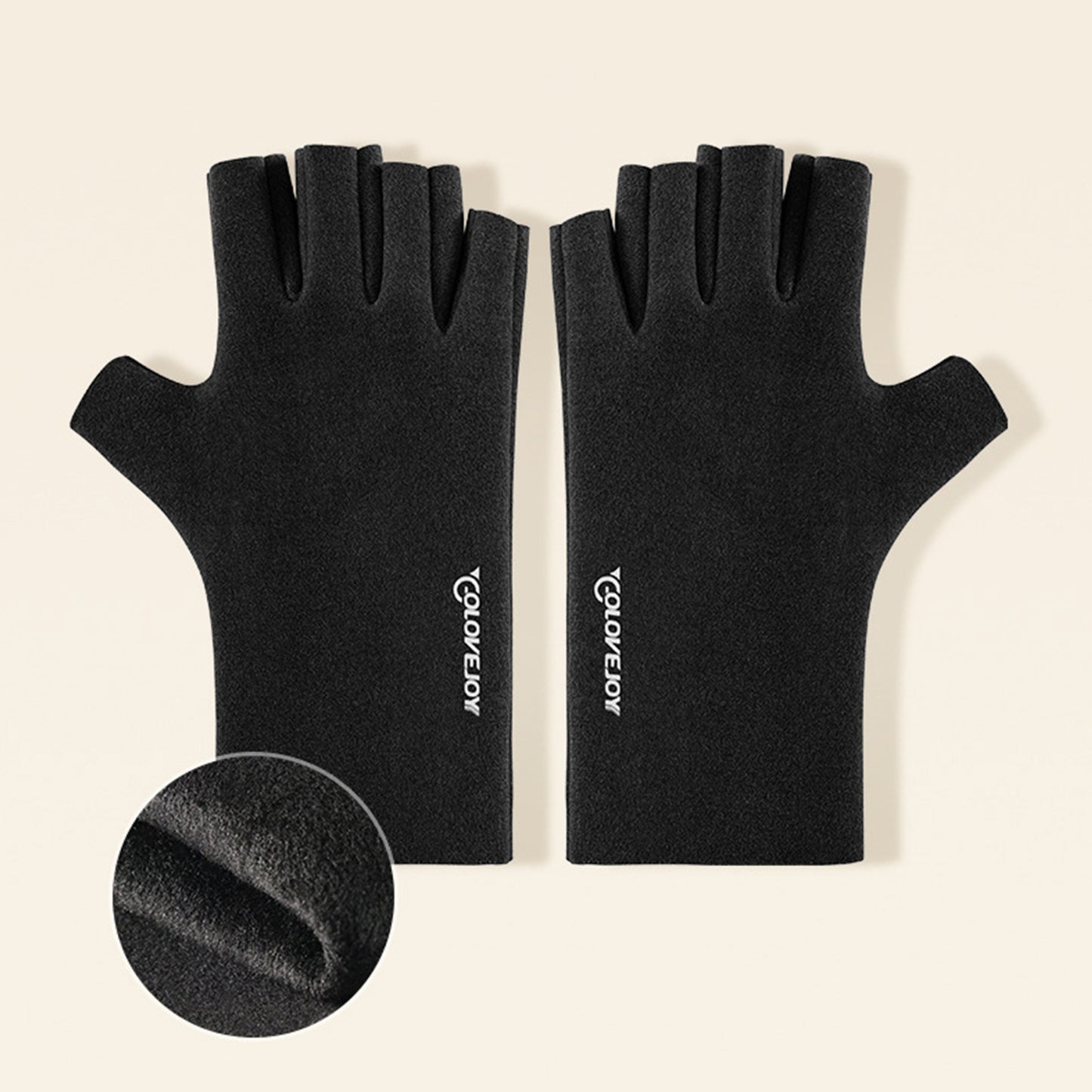 Thermal Dralon Velvet Fleece Lining Fingerless Wrist Gloves - Quaworth