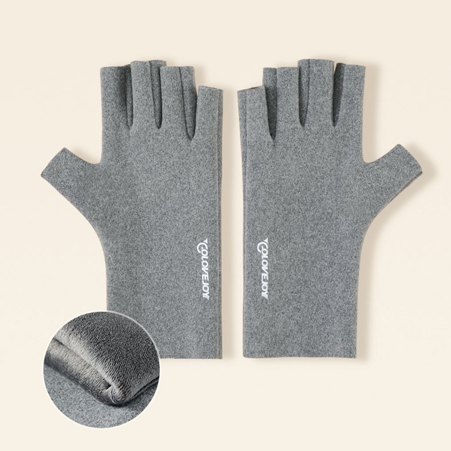 Thermal Dralon Velvet Fleece Lining Fingerless Wrist Gloves - Quaworth