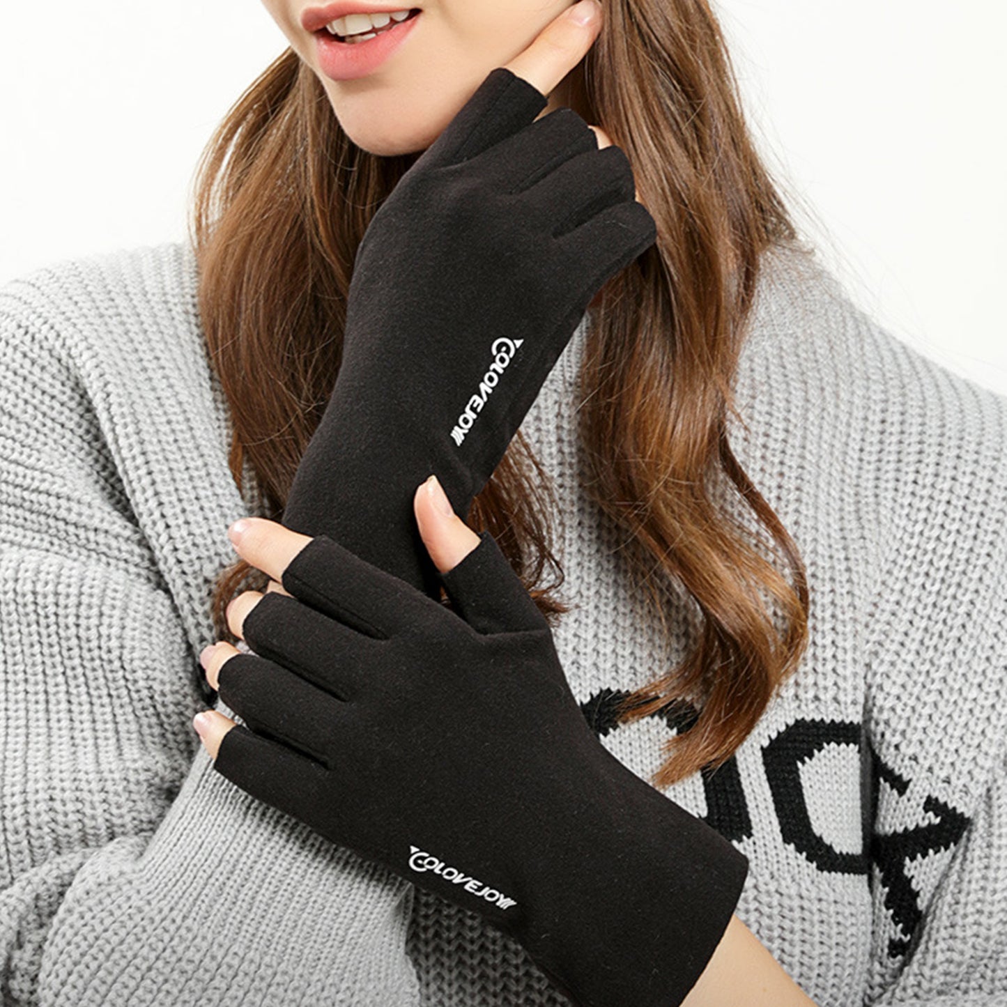 Thermal Dralon Velvet Fleece Lining Fingerless Wrist Gloves - Quaworth