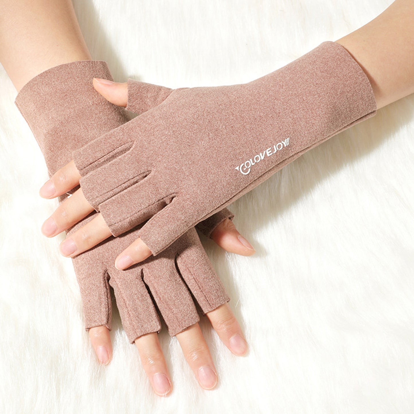 Thermal Dralon Velvet Fleece Lining Fingerless Wrist Gloves - Quaworth