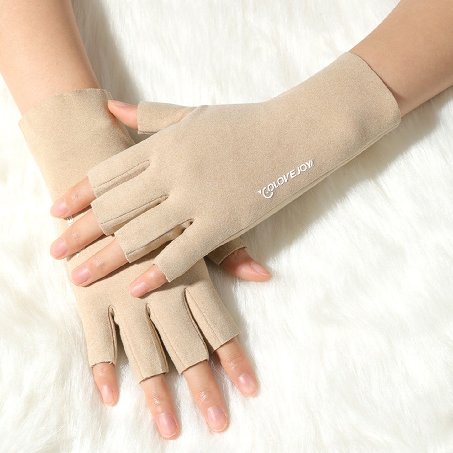 Thermal Dralon Velvet Fleece Lining Fingerless Wrist Gloves - Quaworth
