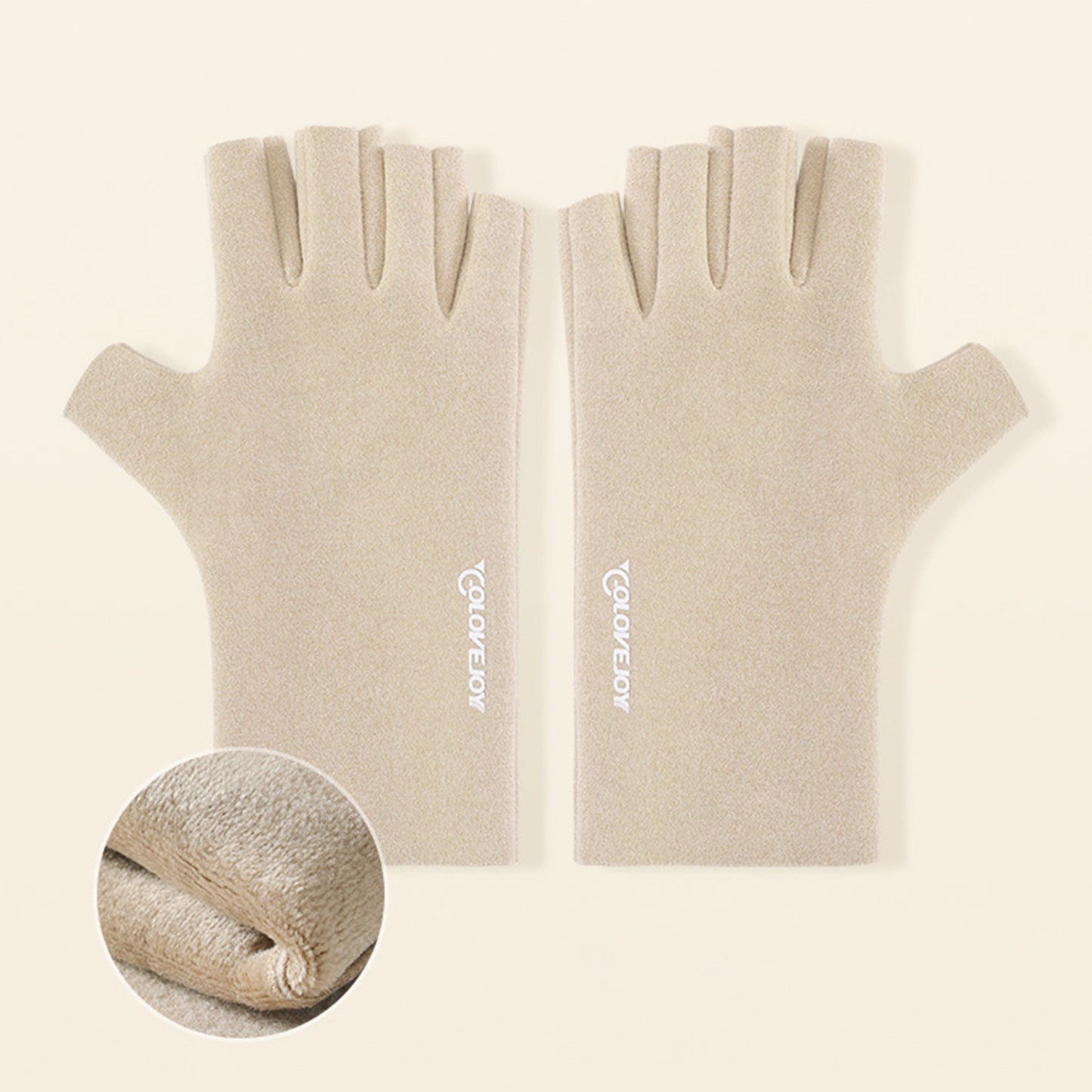 Thermal Dralon Velvet Fleece Lining Fingerless Wrist Gloves - Quaworth