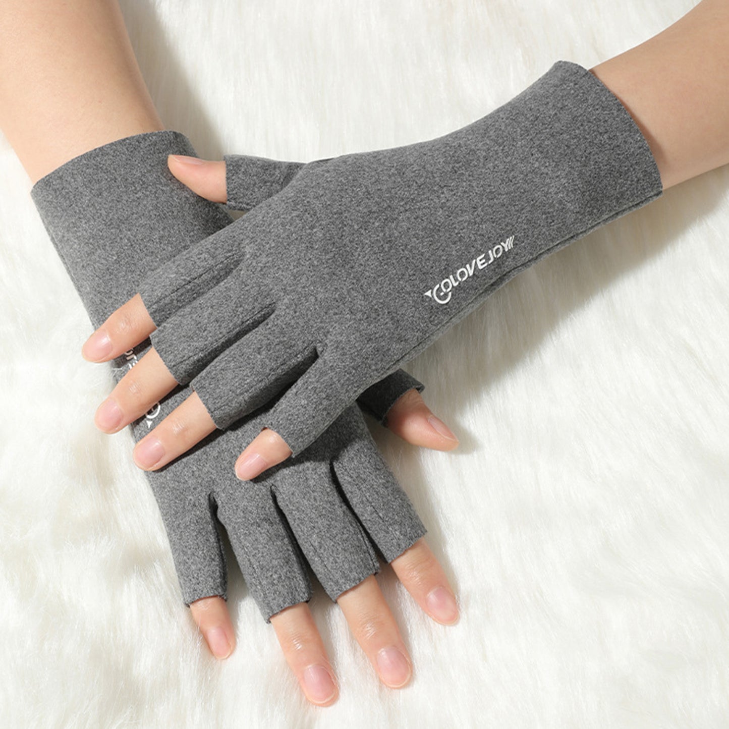 Thermal Dralon Velvet Fleece Lining Fingerless Wrist Gloves - Quaworth