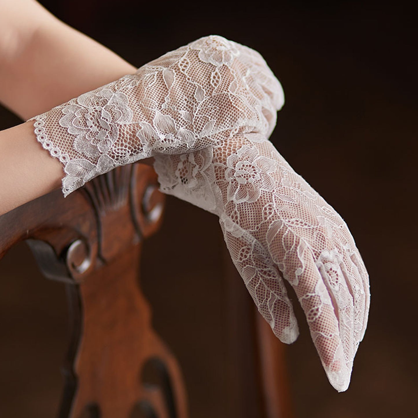 Lace Floral Wedding Wrist Gloves