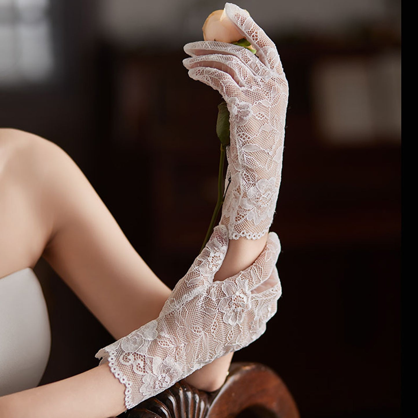 Lace Floral Wedding Wrist Gloves