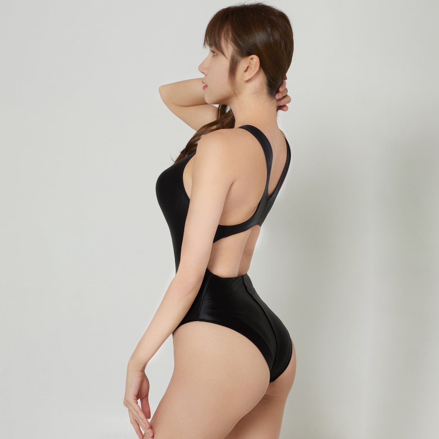 Gaea Series Glossy Sleeveless Round Neck Hollow Back Leotard - Quaworth