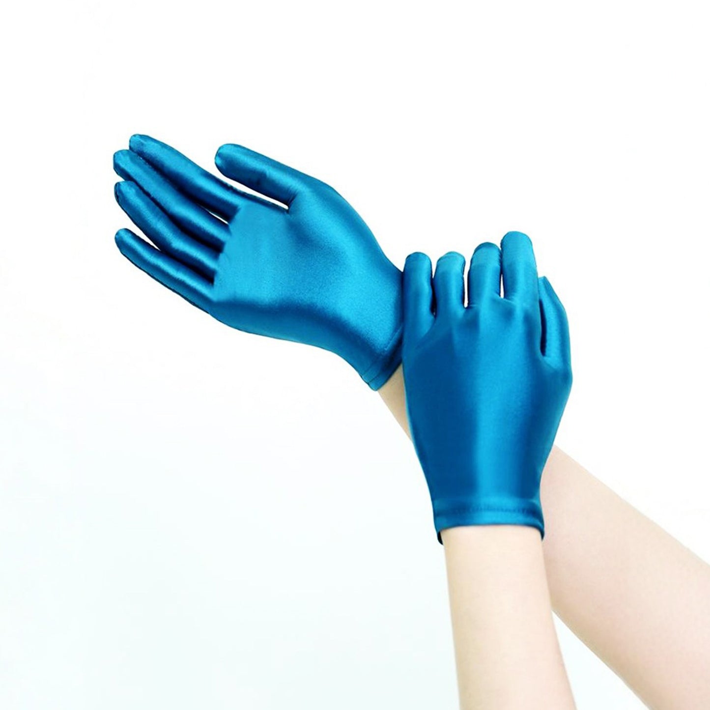 Glossy Spandex Wrist Length Gloves
