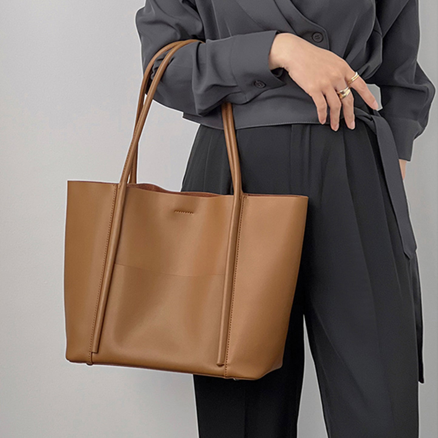 Large Capacity Daily Leather Tote Bag