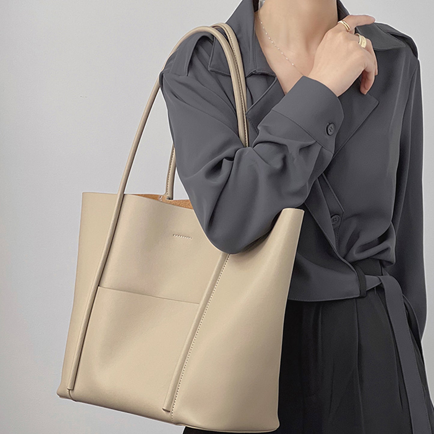 Large Capacity Daily Leather Tote Bag