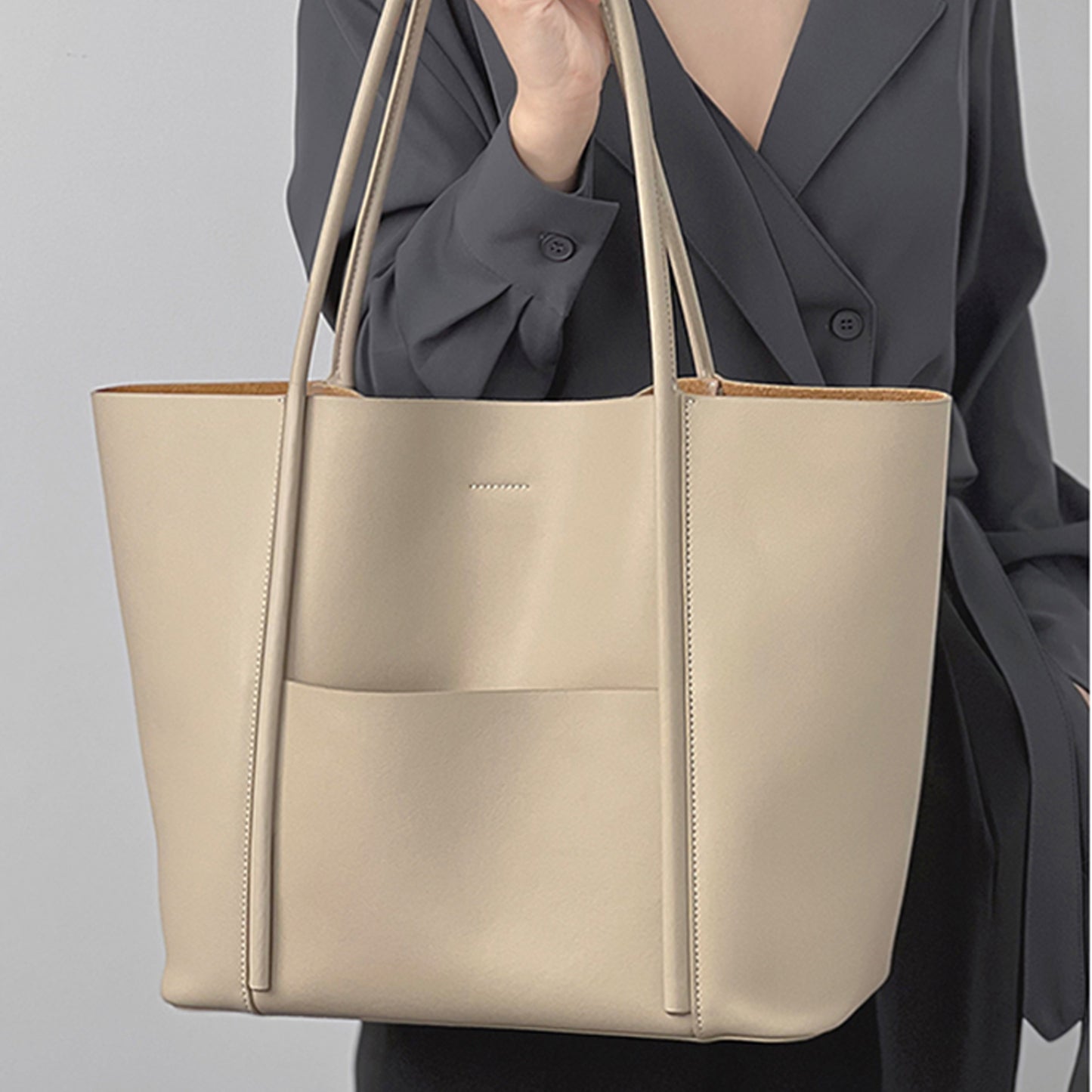 Large Capacity Daily Leather Tote Bag