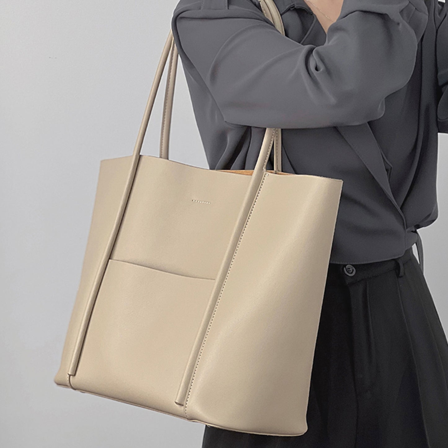 Large Capacity Daily Leather Tote Bag