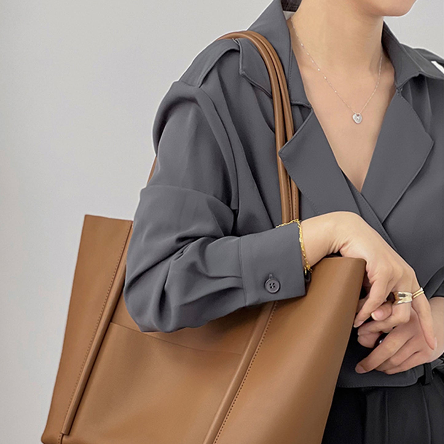 Large Capacity Daily Leather Tote Bag