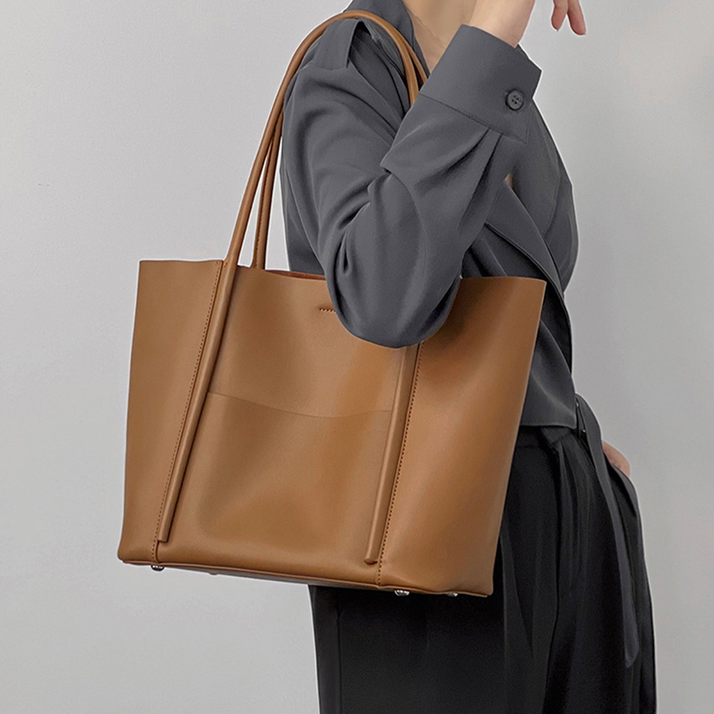 Large Capacity Daily Leather Tote Bag