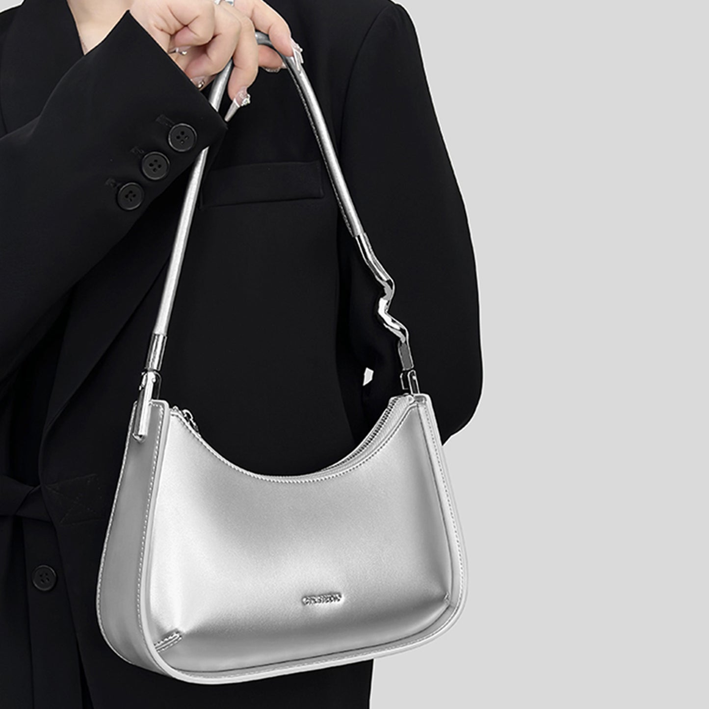 Minimalist Leather Shoulder Strap Baguette - Quaworth