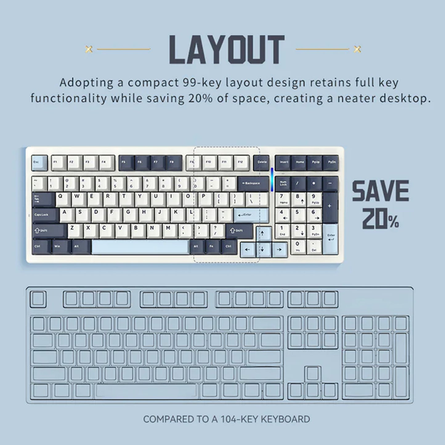 S99 Compact Portable Tri-Mode Mechanical Keyboard - Quaworth