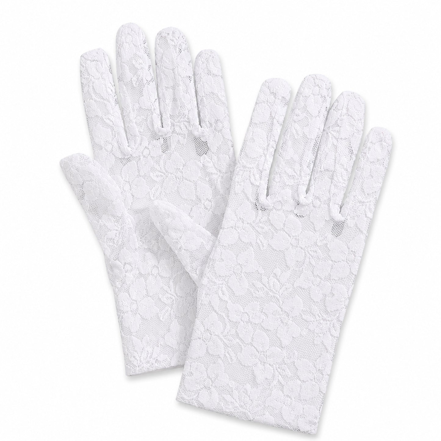 Guantes de muñeca con encaje floral de jacquard