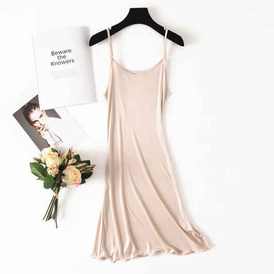 Mulberry Silk Solid Color Slip Dress Pajama - Quaworth