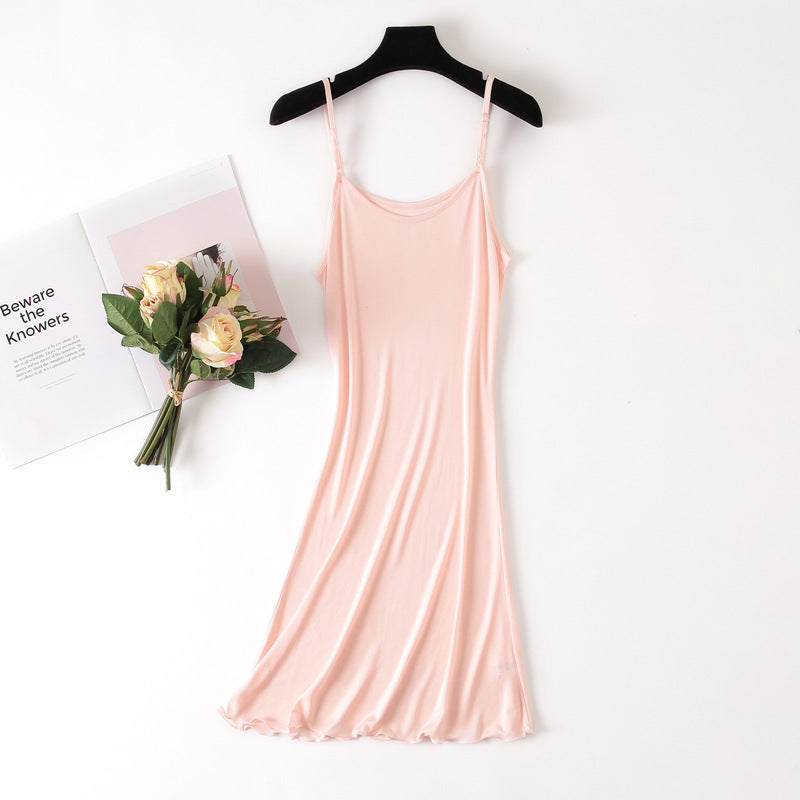 Mulberry Silk Solid Color Slip Dress Pajama - Quaworth