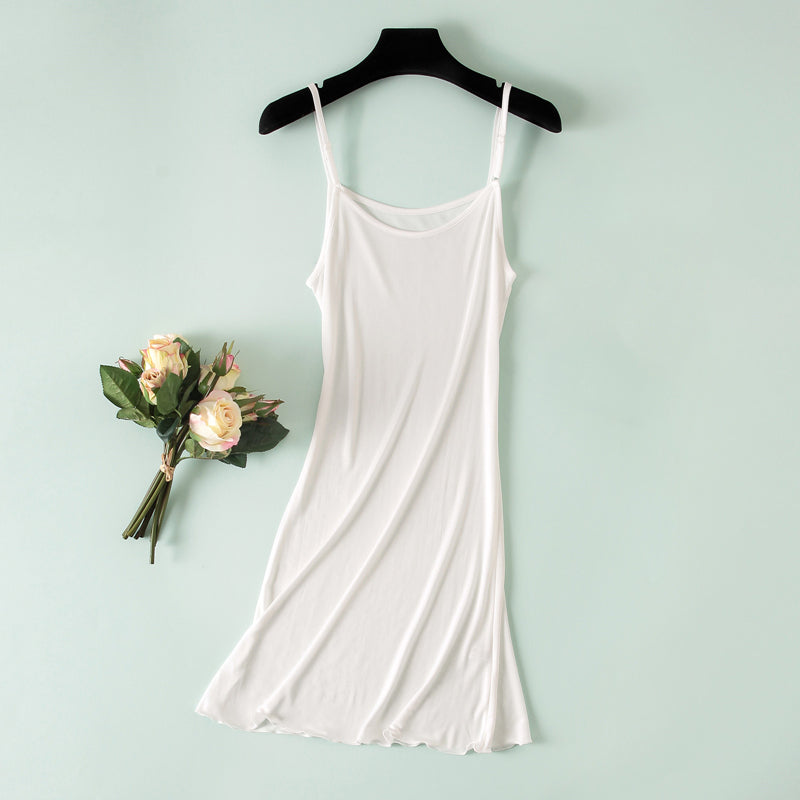 Mulberry Silk Solid Color Slip Dress Pajama - Quaworth