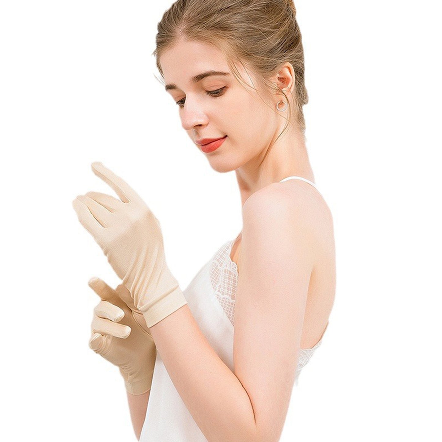 Mulberry Silk Solid Color Wrist Gloves - Quaworth