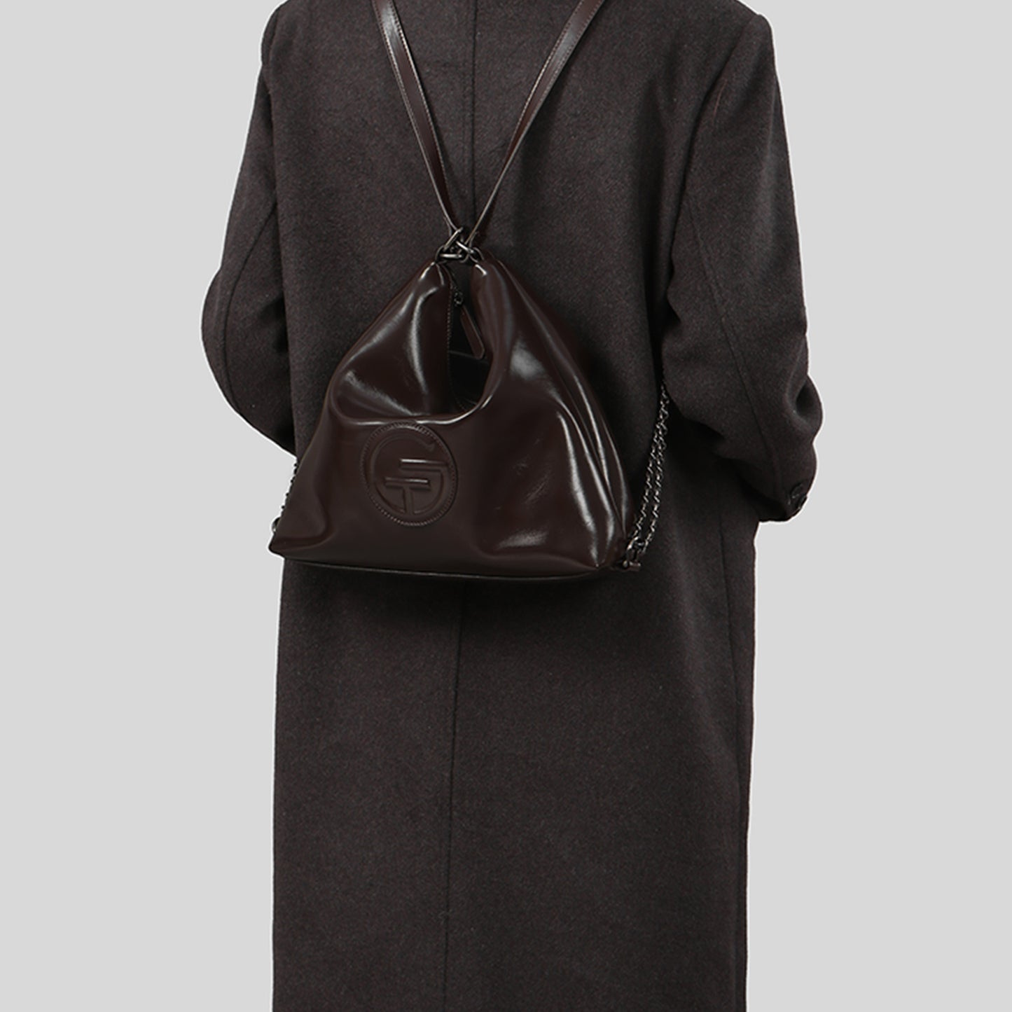 Soft Leather Adjustable Chain Shoulder Strap Tote Bag - Quaworth