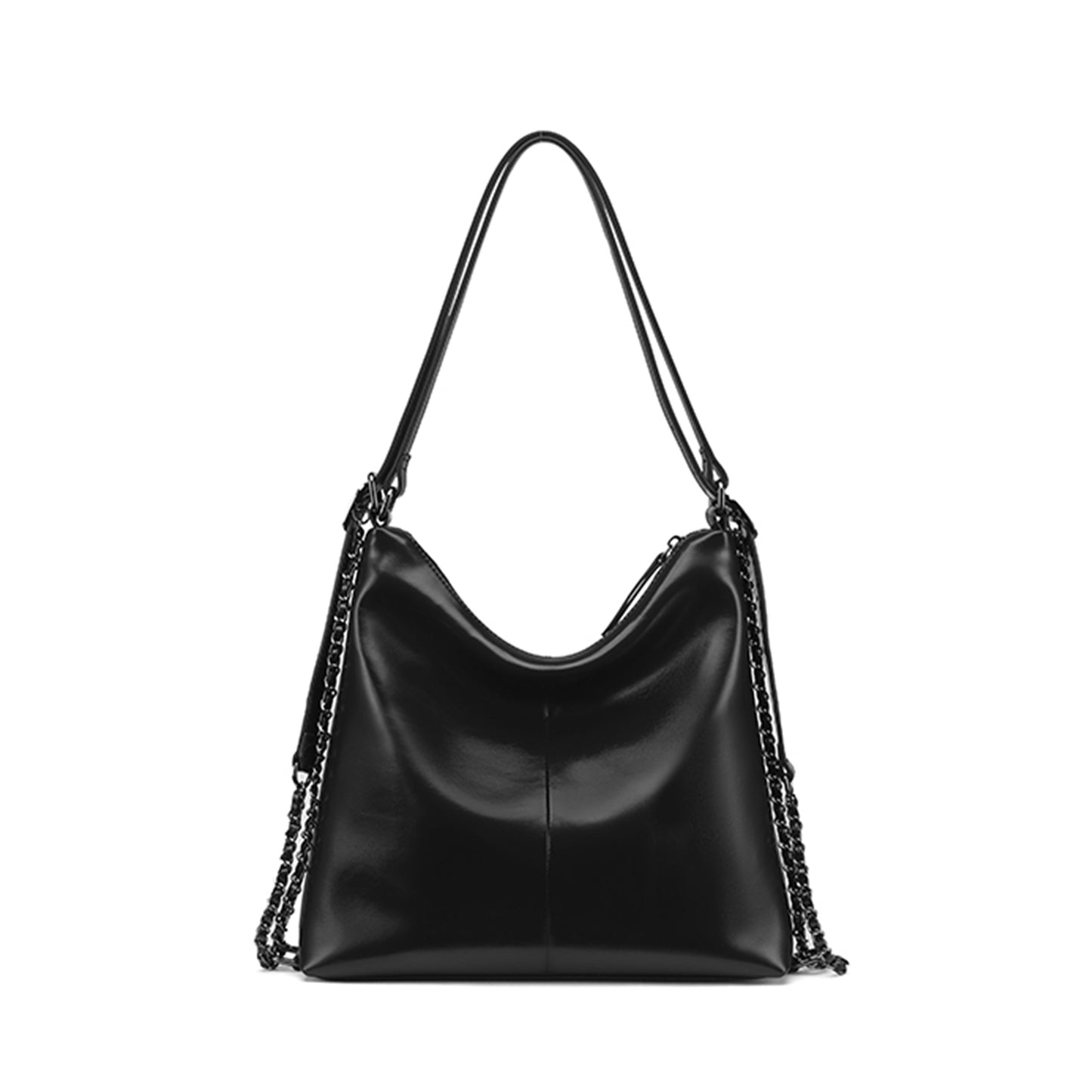 Soft Leather Adjustable Chain Shoulder Strap Tote Bag - Quaworth