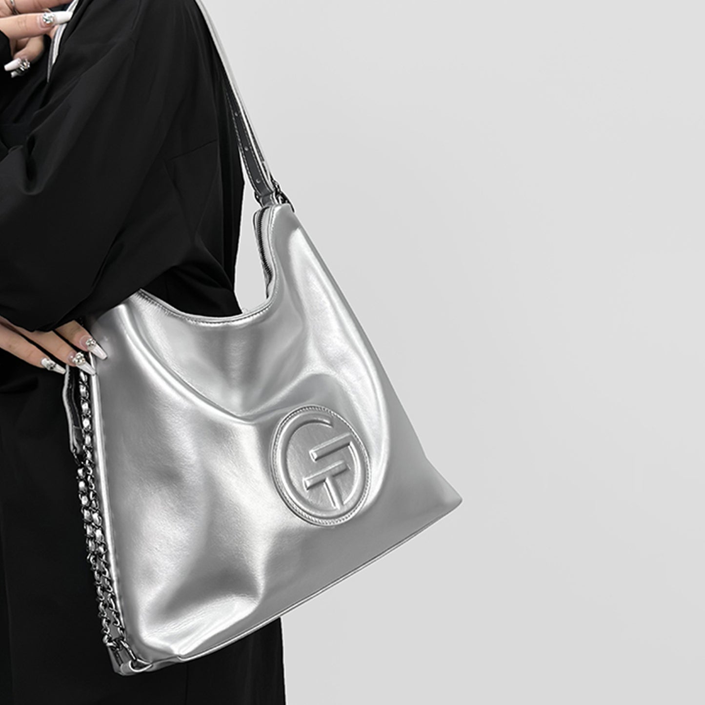 Soft Leather Adjustable Chain Shoulder Strap Tote Bag - Quaworth
