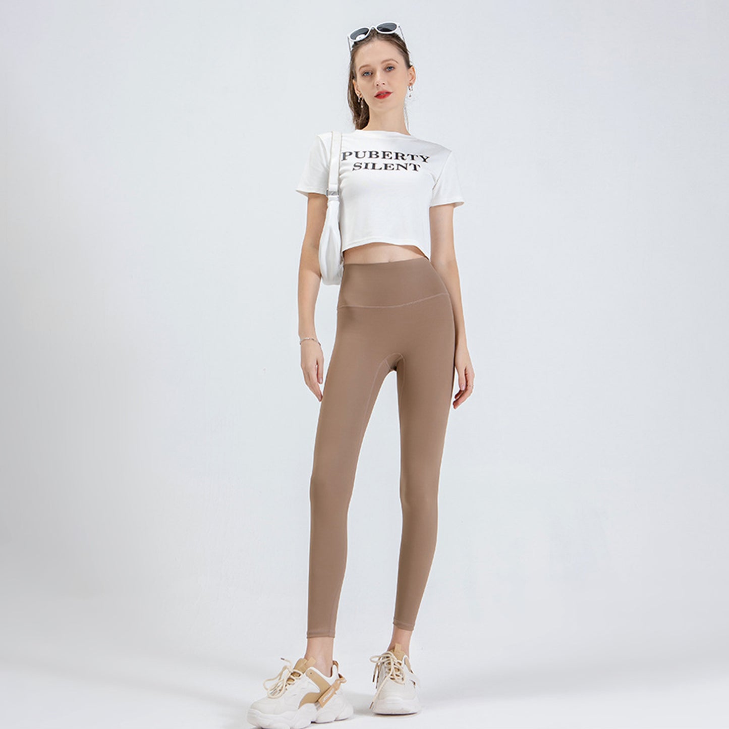 Brown Series High Rise Compression Yoga Sport Legging Pant - Quaworth