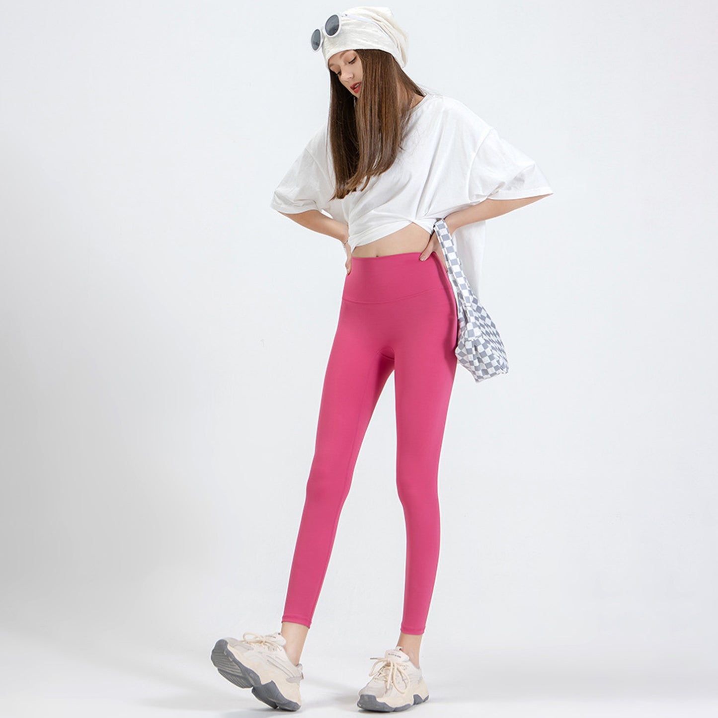 Pink Series High Rise Compression Yoga Sport Legging Pant - Quaworth