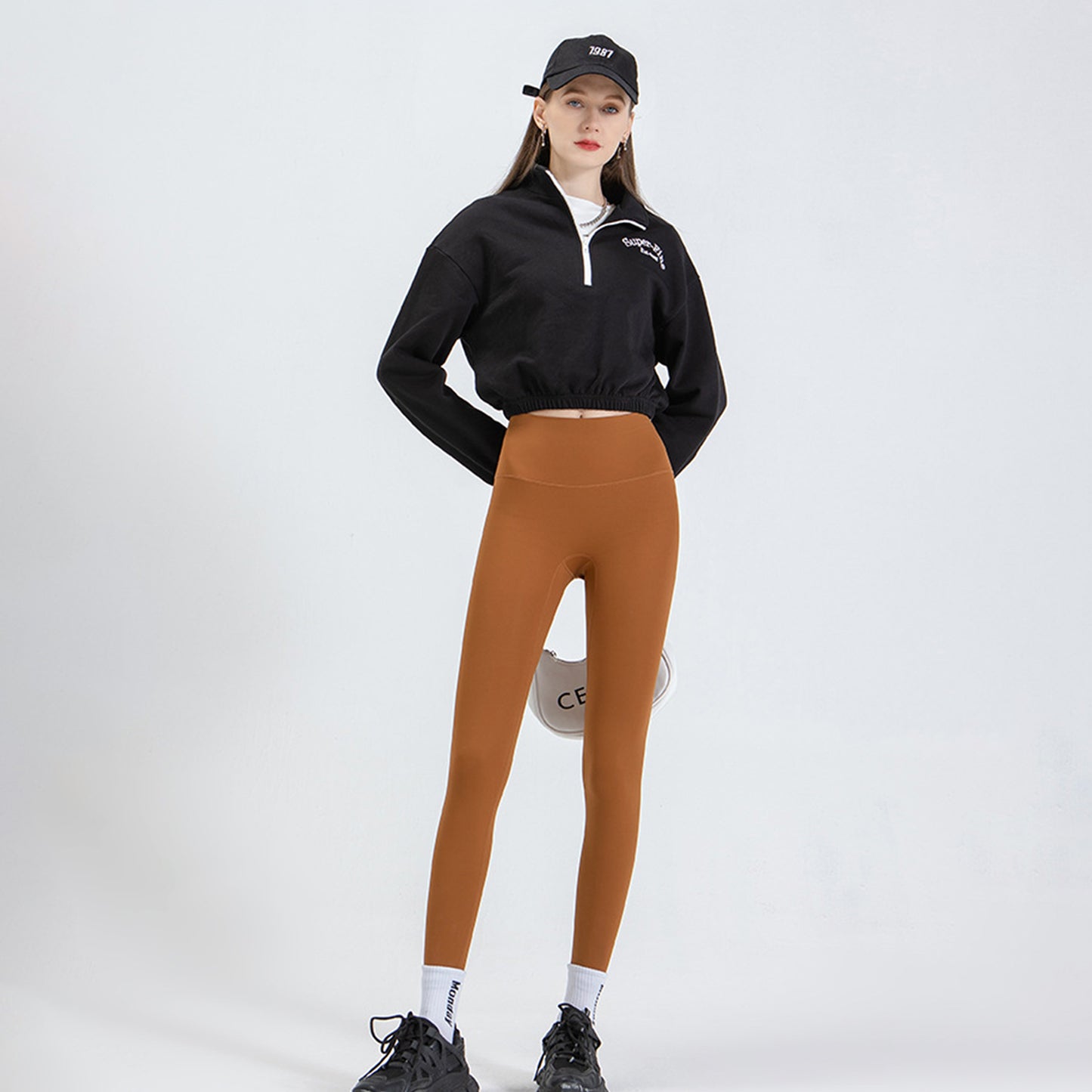 Brown Series High Rise Compression Yoga Sport Legging Pant - Quaworth