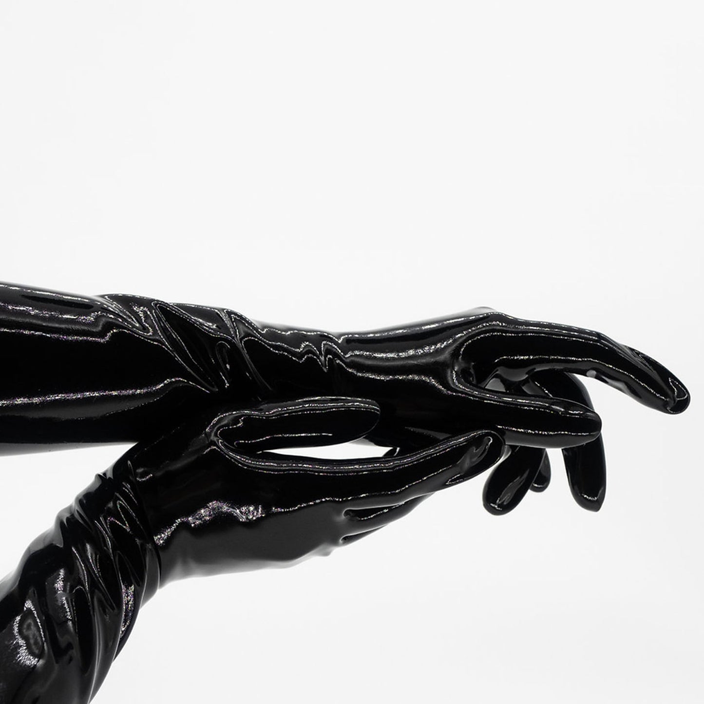 Black Solid Color Seamless Latex Gloves - Quaworth