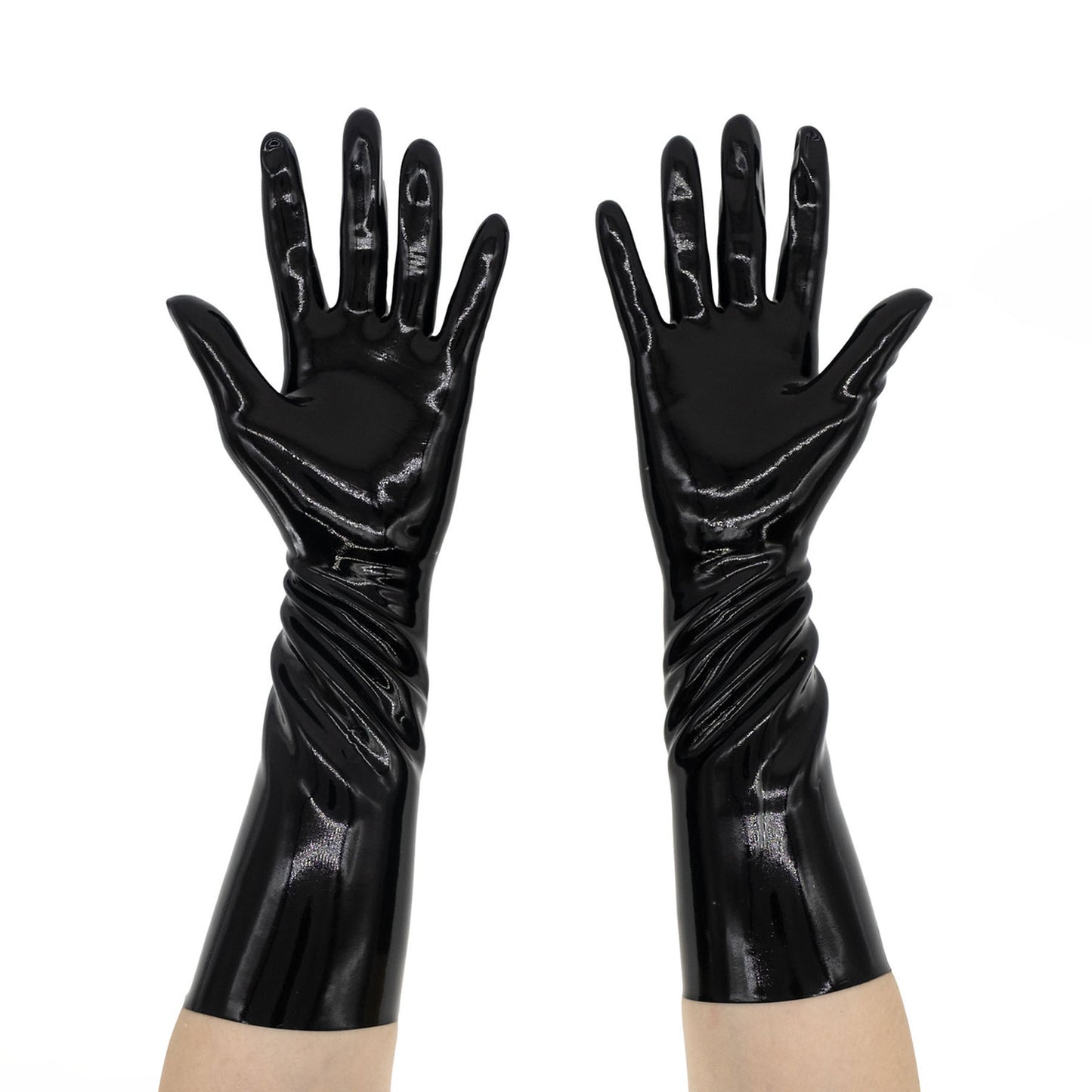 Black Solid Color Seamless Latex Gloves - Quaworth