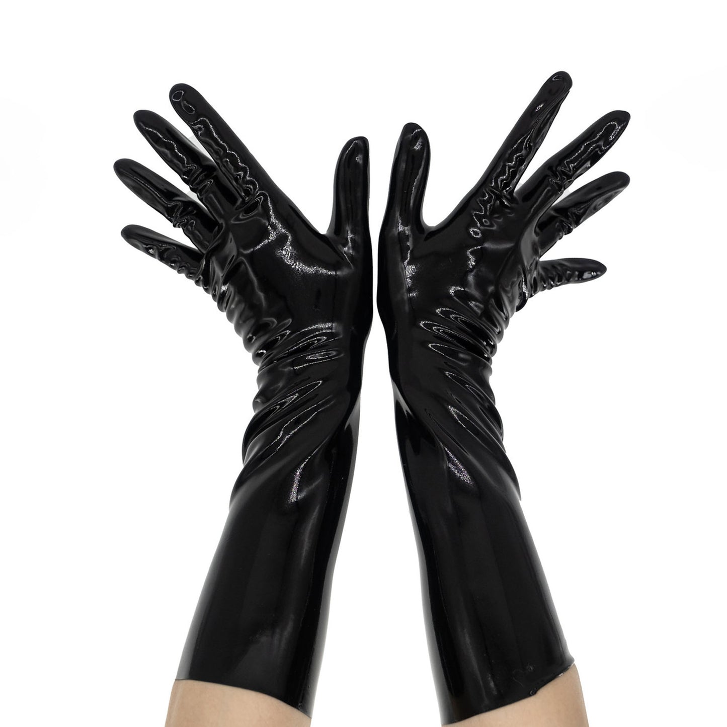 Black Solid Color Seamless Latex Gloves - Quaworth