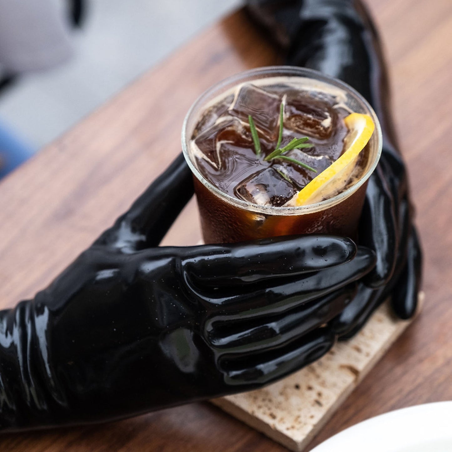 Black Solid Color Seamless Latex Gloves - Quaworth
