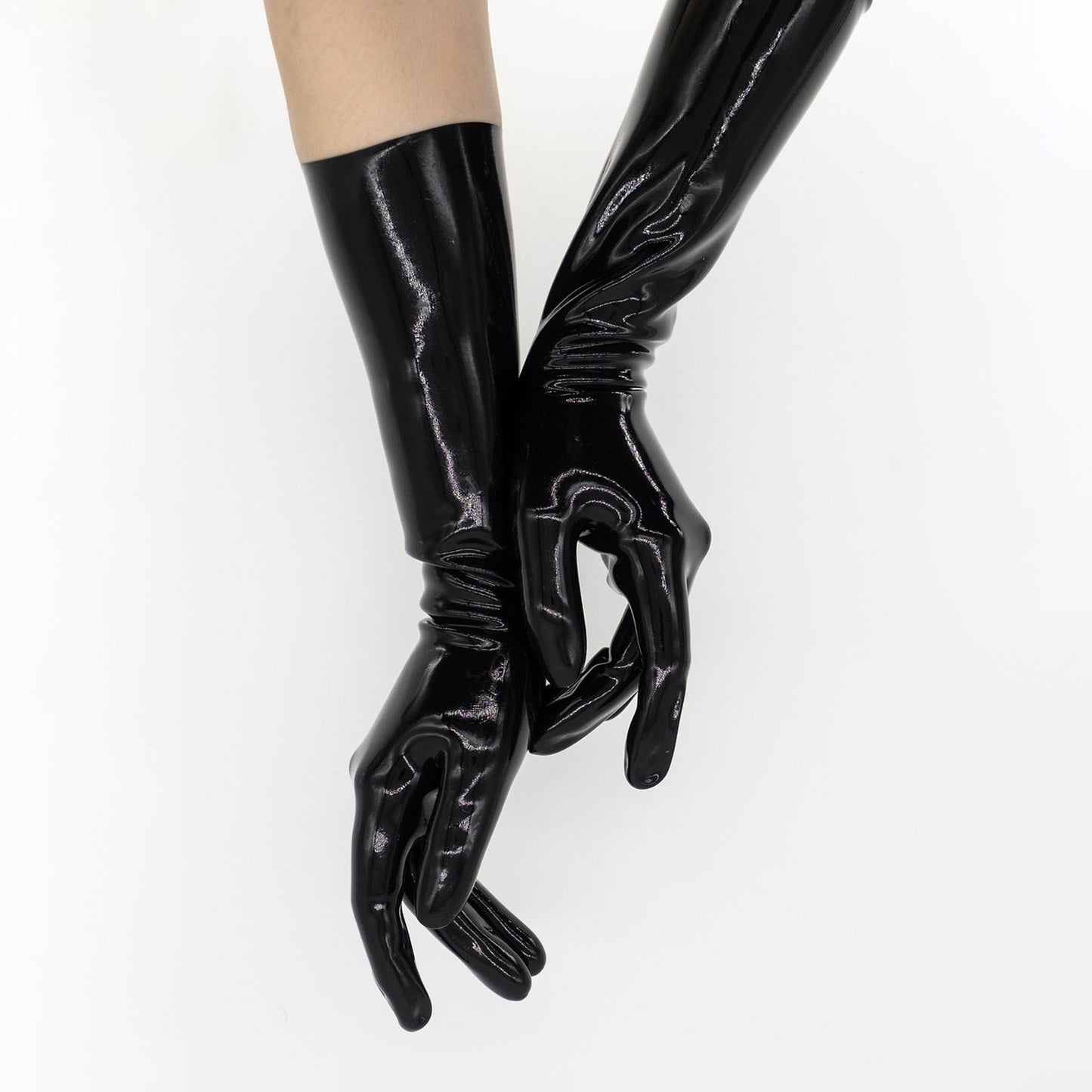 Black Solid Color Seamless Latex Gloves - Quaworth