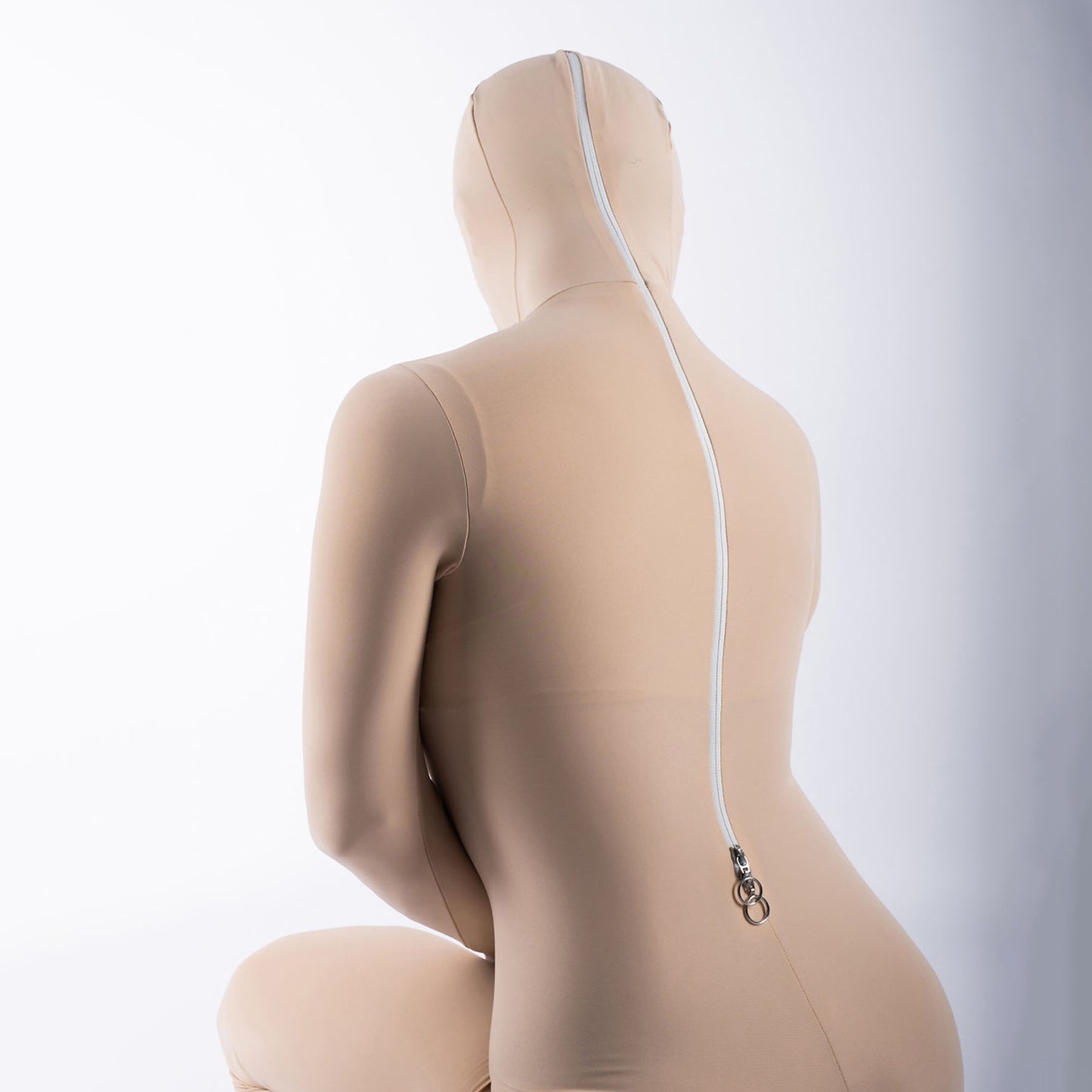 Beige Solid Color Lycra Spandex Second Skin Zentai Bodysuit - Quaworth