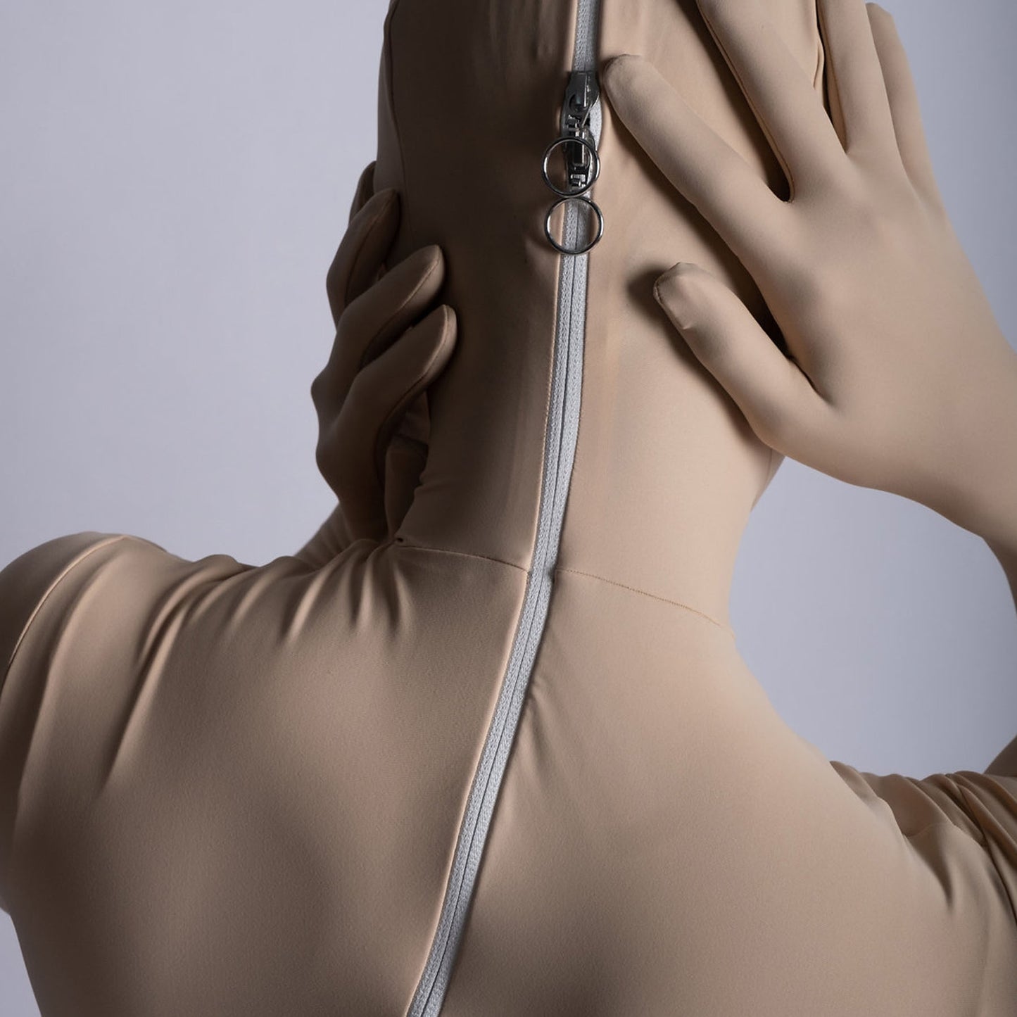 Beige Solid Color Lycra Spandex Second Skin Zentai Bodysuit - Quaworth