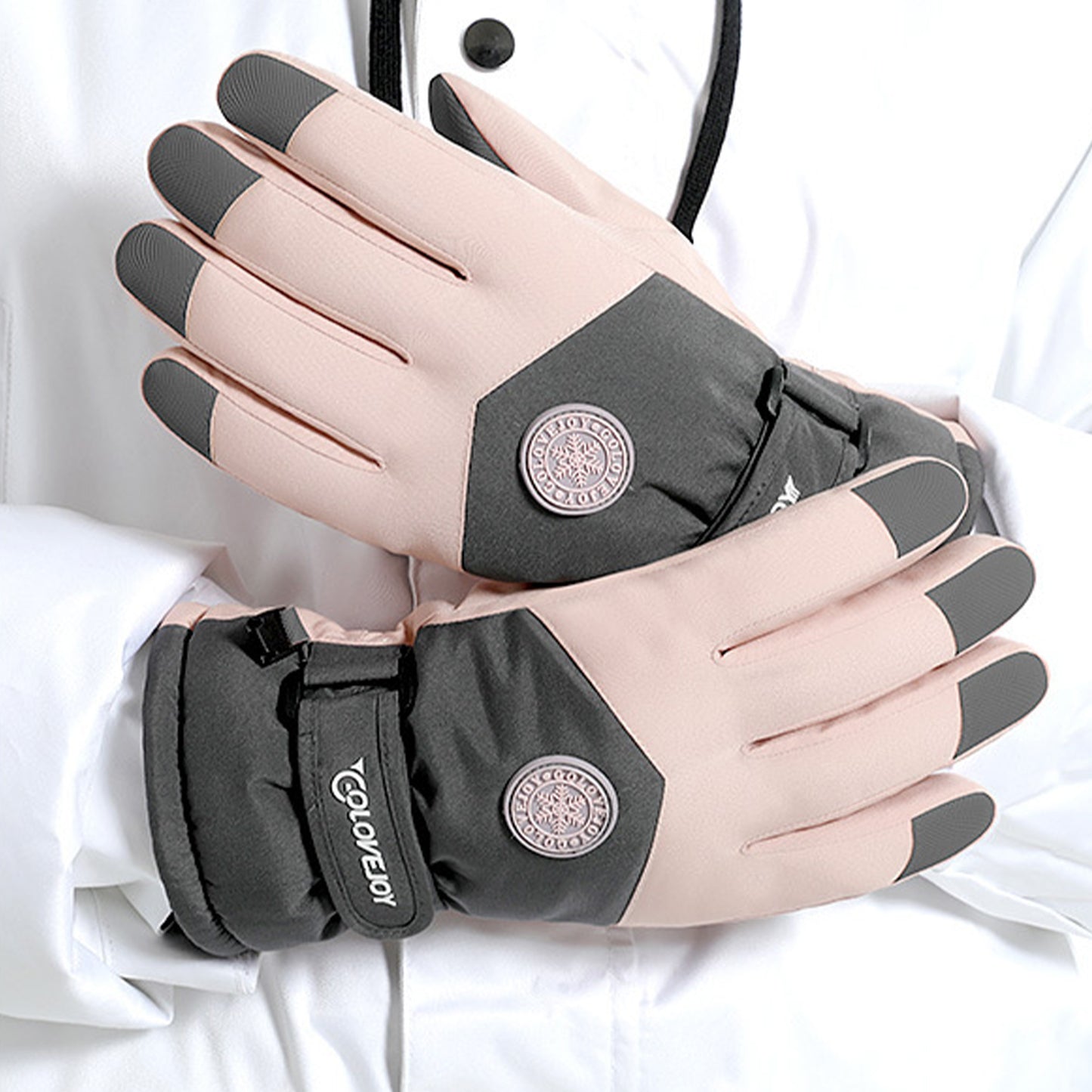 Winter Outdoor Thermal Velvet Fleece Lining Waterproof Anti Slip Touch Screen Ski Gloves - Quaworth