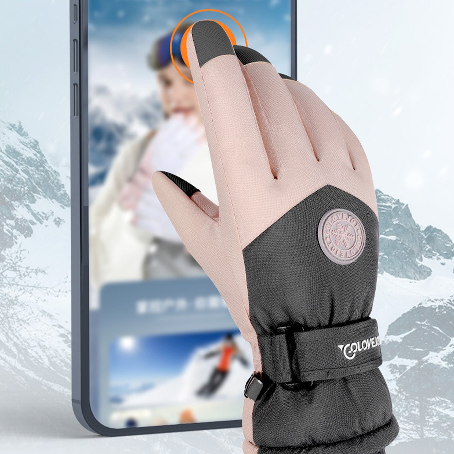 Winter Outdoor Thermal Velvet Fleece Lining Waterproof Anti Slip Touch Screen Ski Gloves - Quaworth