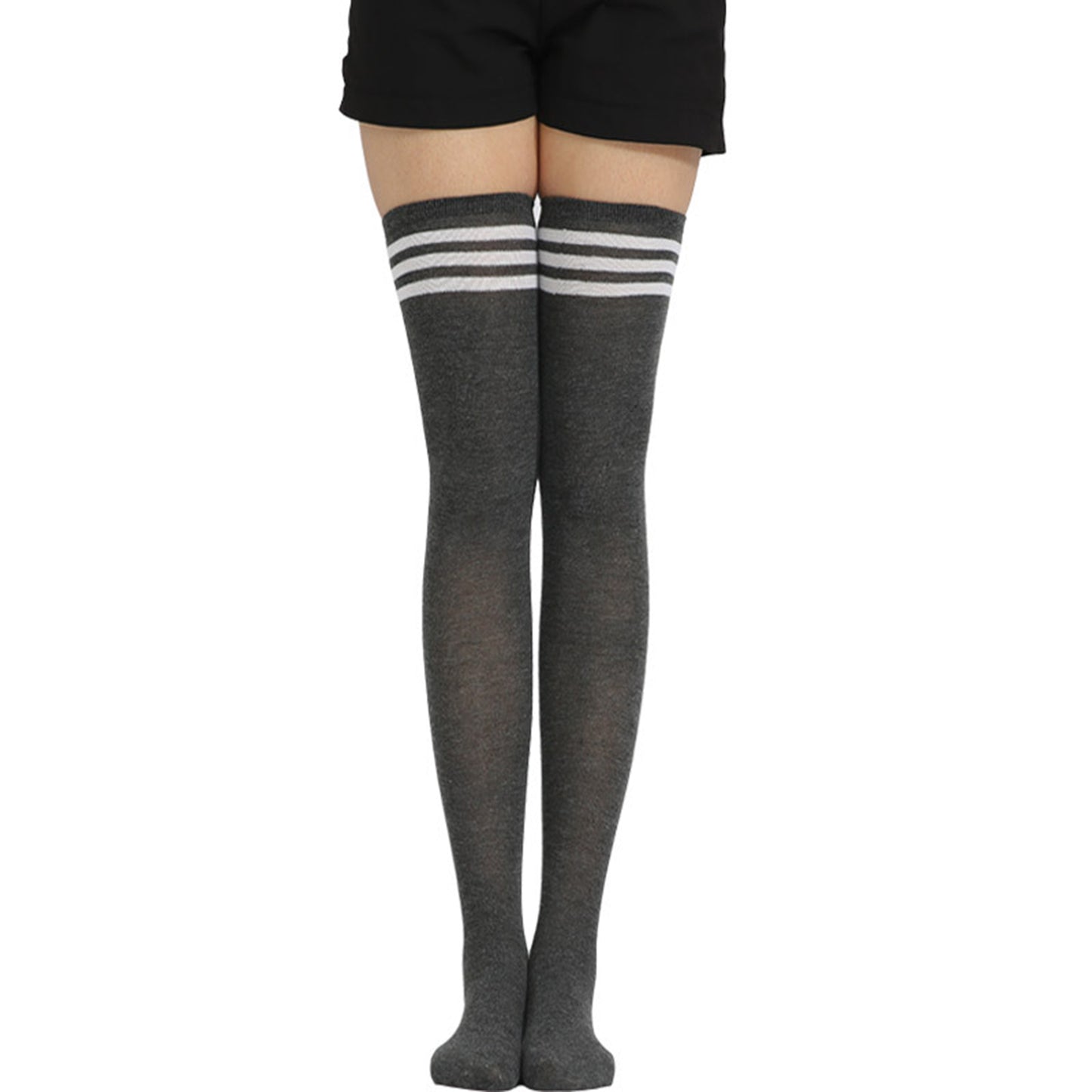 Three Bar Thigh High Socks - Quaworth